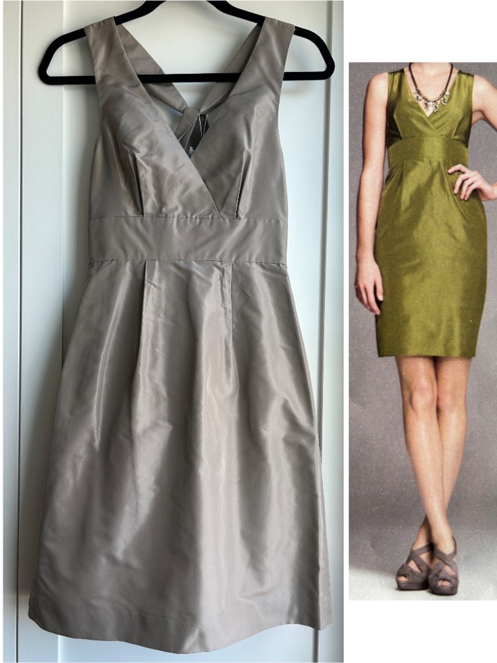 J.Crew NWT Bridesmaids Silk Taffeta Alisanne Dress Twist Back Light Sage 0P